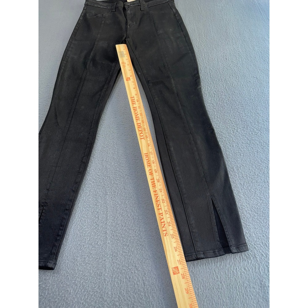L'AGENCE Jyothi High Rise Coated Skinny Jeans Noir Black Split Hem Size 28 - Picture 5 of 8